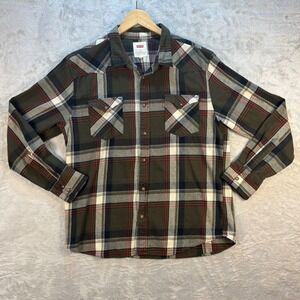 Levi's‎ Flannel Shirt Mens Sz XL Button Up Plaid Long Sleeve Western Cotton